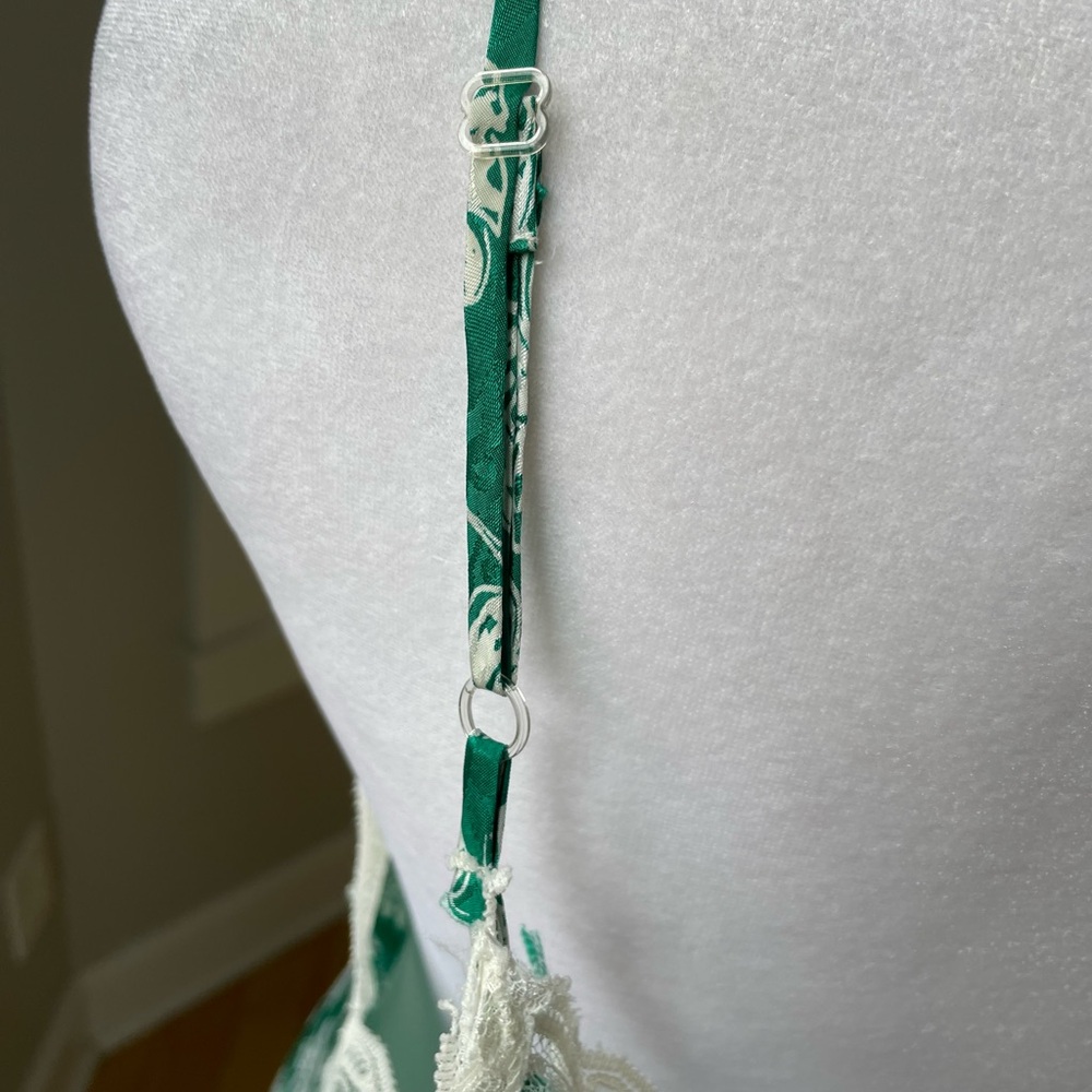 Vintage Victoria’s Secret Gold Label Ivory Green Floral Chemise Slip Dress Small - Picture 11 of 15